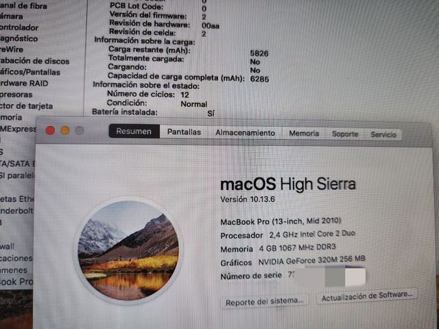 MacBook Pro 2010. 13 pulgadas. Año 2010