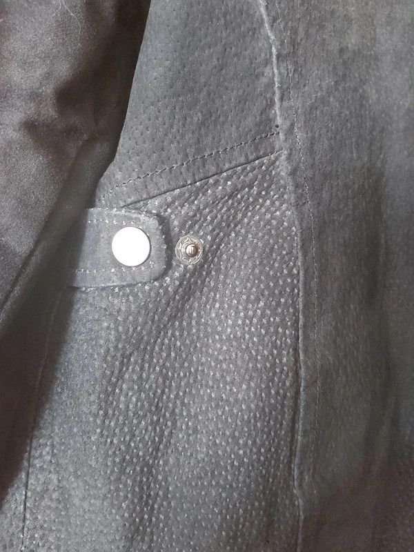 Blusão biker pele suíno, mangas e gola nobuck, L