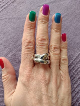 anillo triple grande plata