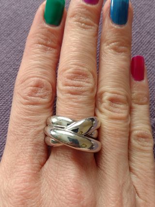anillo triple grande plata