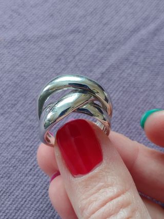 anillo triple grande plata