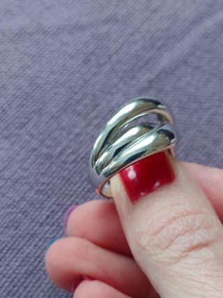 anillo triple grande plata