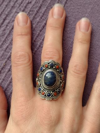 anillo lanzadera grande piedras lapislázuli 