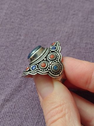 anillo lanzadera grande piedras lapislázuli 