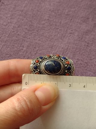 anillo lanzadera grande piedras lapislázuli 
