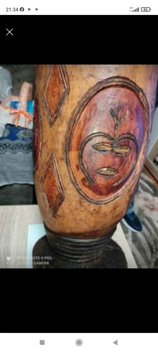 tambor africano madera pequeño defecto pie