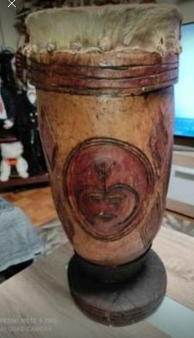 tambor africano madera pequeño defecto pie