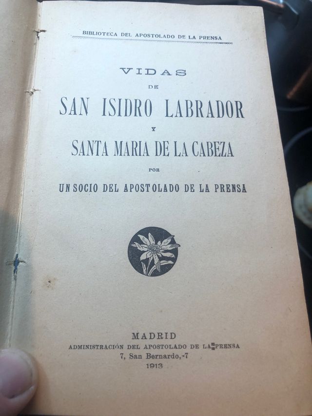 Libro 1913 vidas de san Isidro labrador y Santama
