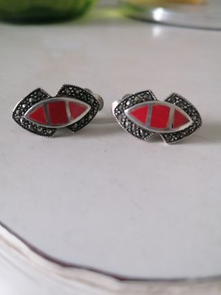 Pendientes plata rojos
