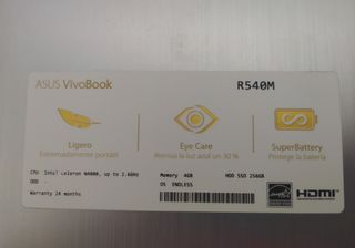 Portátil Asus VivoBook R540M Gris 15,6"