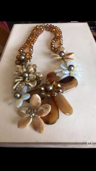 Collar perlas y piedra natural. Collar marrones y 