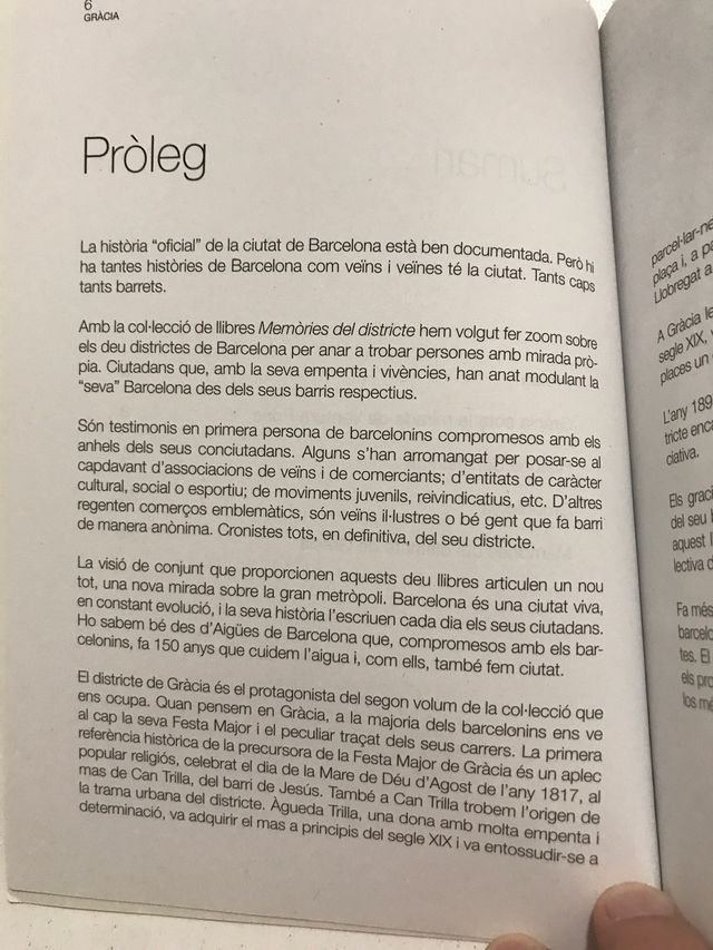 MEMÒRIES DEL DISTRICTE de GRÀCIA