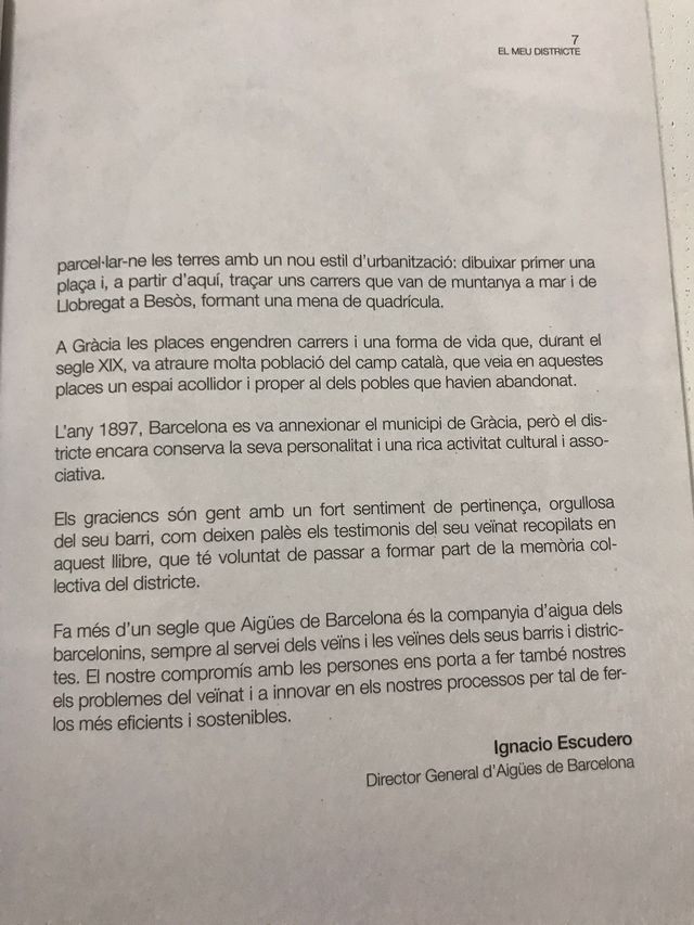 MEMÒRIES DEL DISTRICTE de GRÀCIA