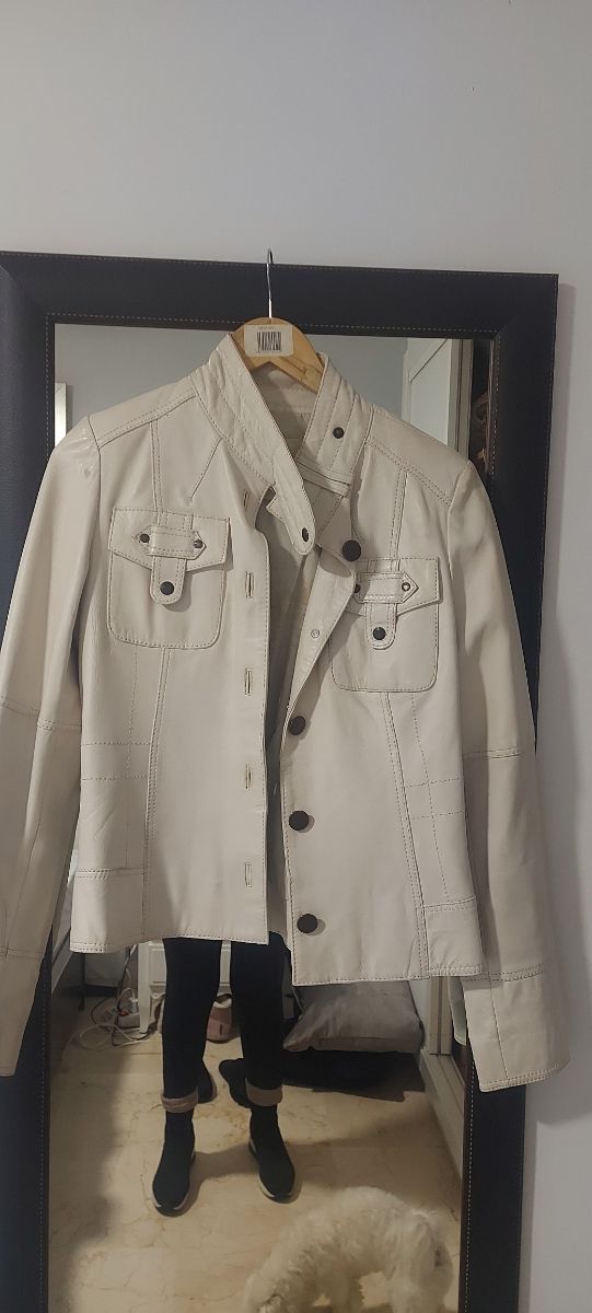 cazadora piel blanca