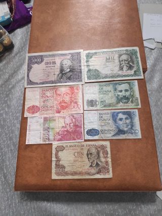 lo de 7 billetes españoles años 1979-1992.