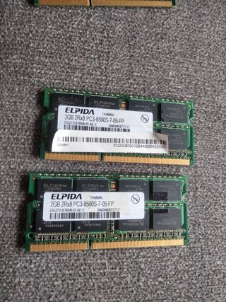 2 x memoria portatil ELPIDA 2GB 2RX8 PC3-8500s