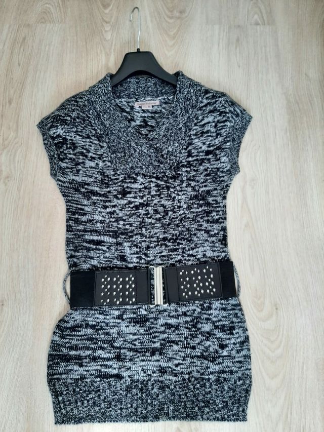 Vestido de punto con cinturón ancho talla M