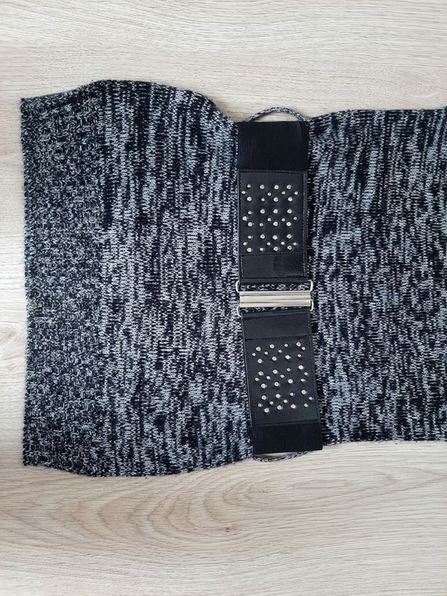 Vestido de punto con cinturón ancho talla M