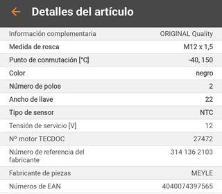 Sensor temperatura refrigerante y aceite bmw e46
