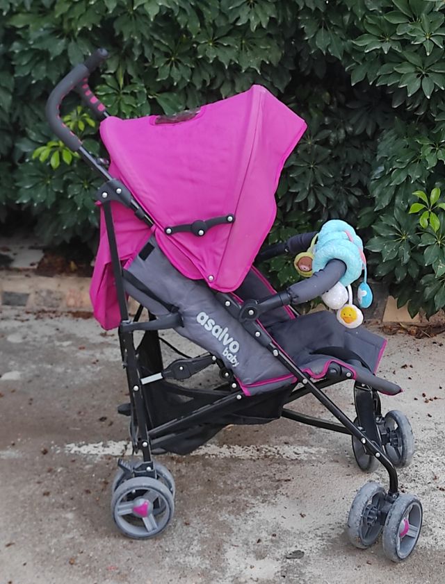 Carro Paseo  Rosa Fussia y Gris