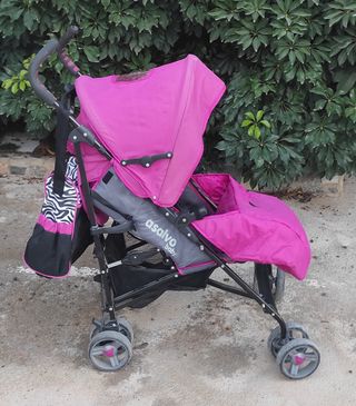 Carro Paseo  Rosa Fussia y Gris