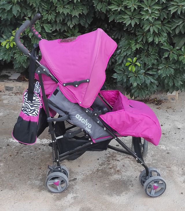 Carro Paseo  Rosa Fussia y Gris