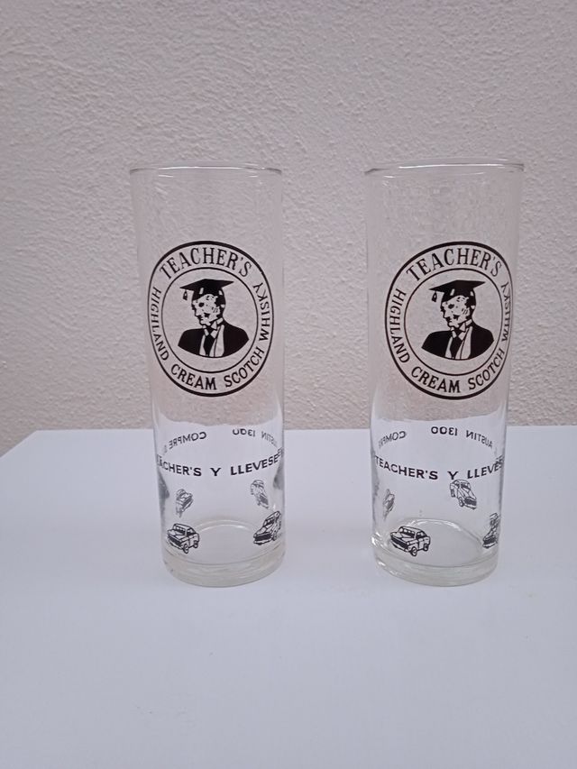 ESCOCIA 2 VASOS EXTRAÑOS ANTIGUOS TEACHER'S AUSTIN