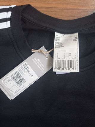 Sudadera Adidas sin Capucha Negro con Rayas 