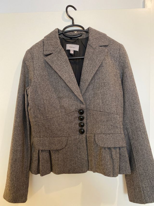 CHAQUETA LANA PATA DE GALLO Y CUELLO PELO T.40