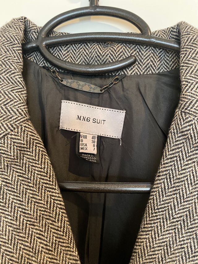 CHAQUETA LANA PATA DE GALLO Y CUELLO PELO T.40