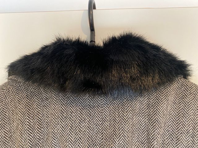 CHAQUETA LANA PATA DE GALLO Y CUELLO PELO T.40