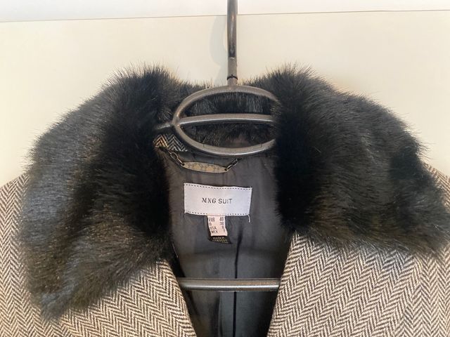 CHAQUETA LANA PATA DE GALLO Y CUELLO PELO T.40