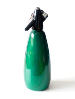 Sifón vintage de metal color verde. Marca BOC, UK