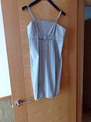 Vestido de cuadros gris y rosa T.M