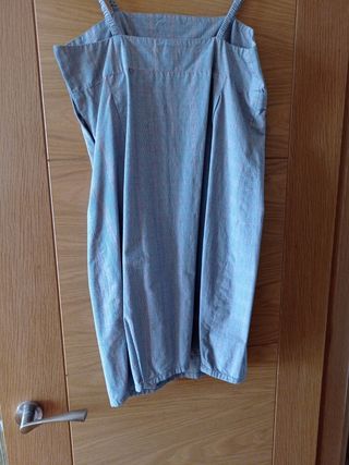 Vestido de cuadros gris y rosa T.M