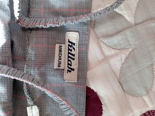 Vestido de cuadros gris y rosa T.M