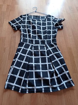Vestido de cuadros blanco y negro Talla S