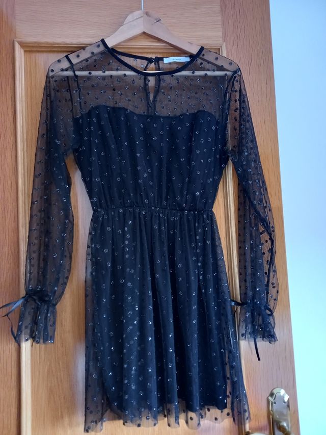 Elegante vestido negro plumeti 💝