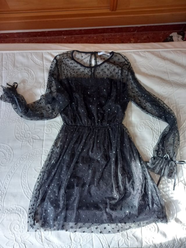 Elegante vestido negro plumeti 💝