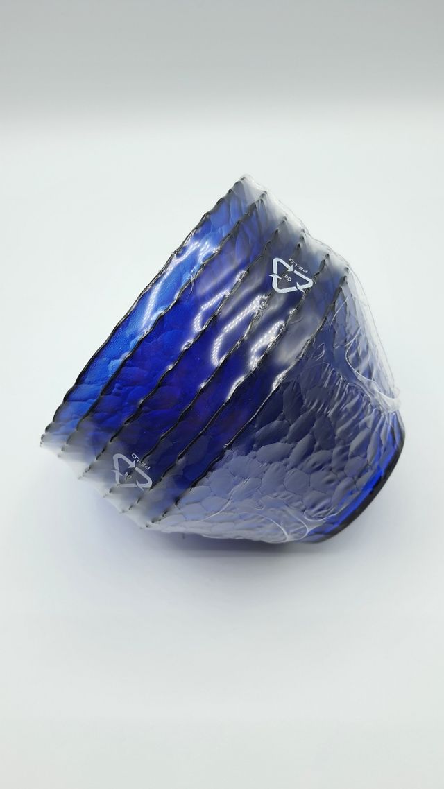 12 coppette vetro blu Arcoroc nuove.H 14cm.France 