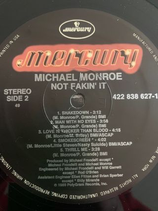 Michael Monroe Not fakin' it Vinilo USA 1989.