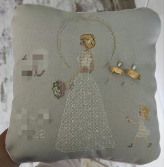 Cojín de anillos recuerdo de boda, comunión, etc