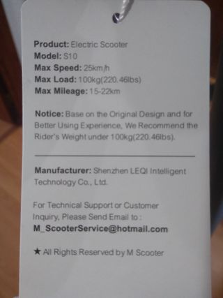 SCOOTER ELÉCTRICO S10