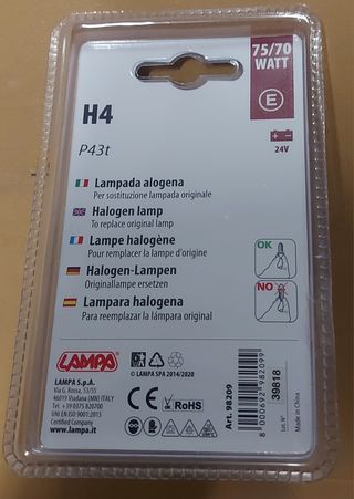 lámpara H4 75/70w para camión 