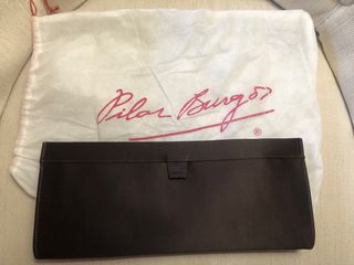 Bolso/cartera de boda y fiesta marrón de raso