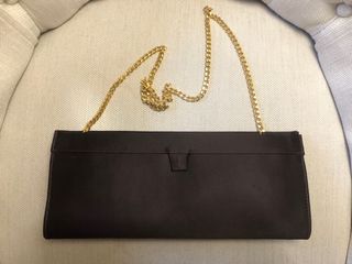 Bolso/cartera de boda y fiesta marrón de raso