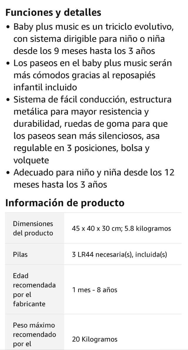 Triciclo musicale FEBER Baby Plus