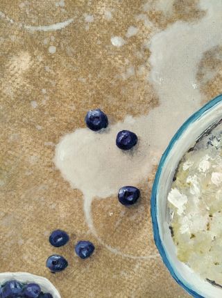 Cuadro óleo Desayuno con cereales y arándanos