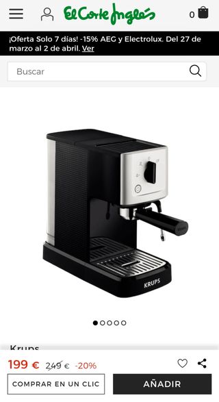 Cafetera Espresso manual Krups XP3458 espumador