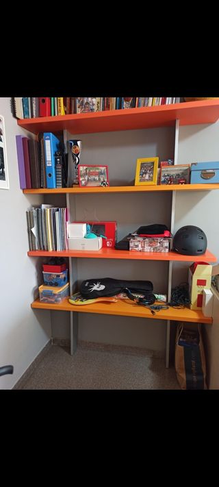 Escritorio, cama nido y estantería, juvenil